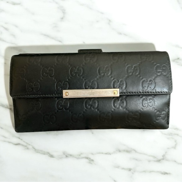 Gucci Ssima Black Leather Wallet - Picture 1 of 11